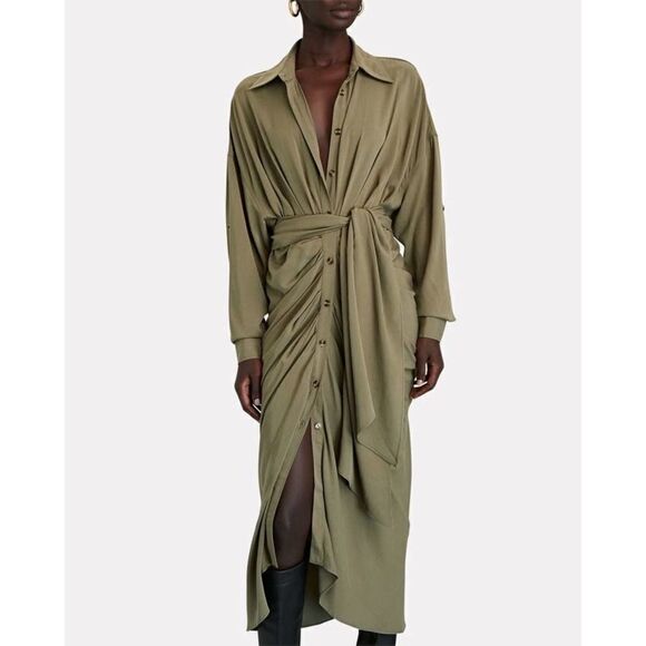 Divine Heritage Silk button up dress green - Picture 14 of 15